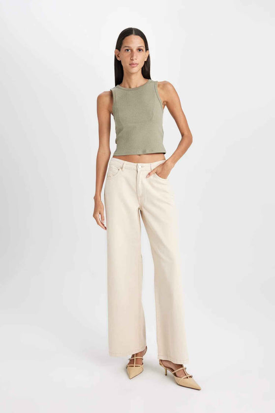 Slim Fit Halter Neck Corduroy Tank Top