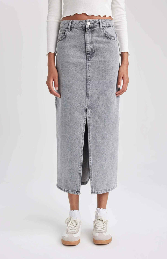 Long Fit Denim Skirt