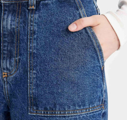 Wide Leg High Waist Long Cargo Jeans (Kopya)