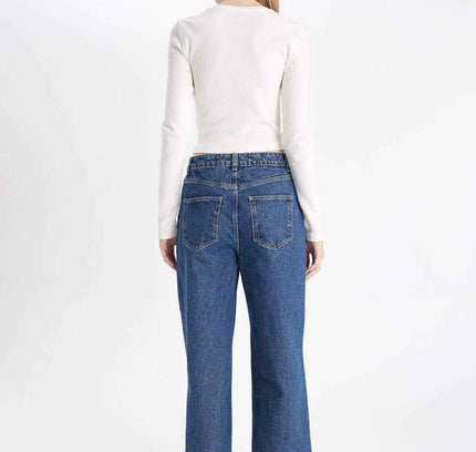 Wide Leg High Waist Long Cargo Jeans (Kopya)