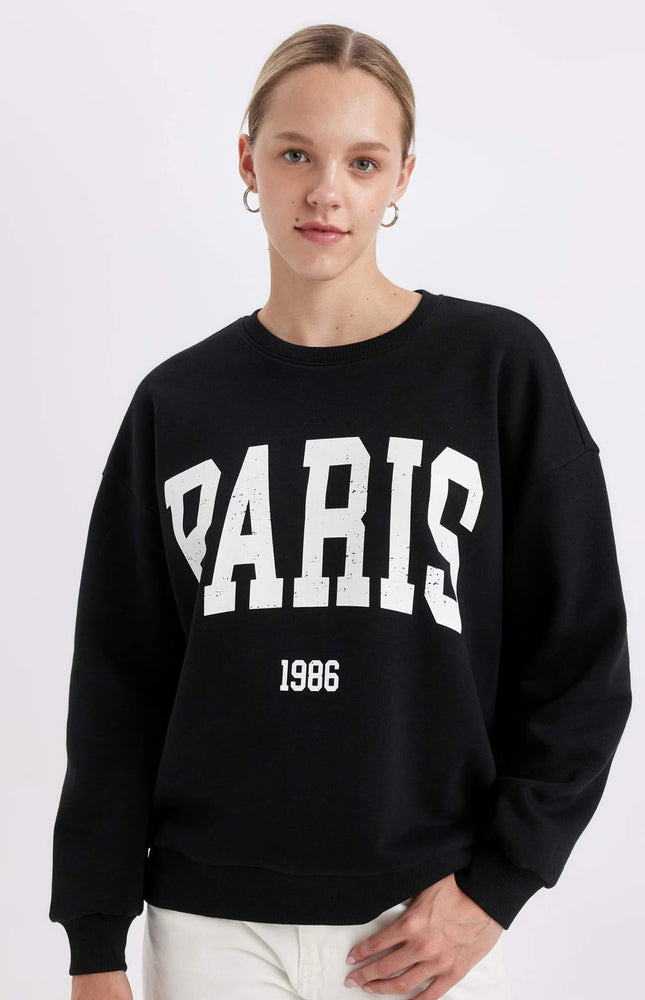 Loose Fit Printed Thick Fabric Sweatshirt