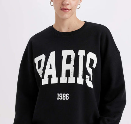 Loose Fit Printed Thick Fabric Sweatshirt