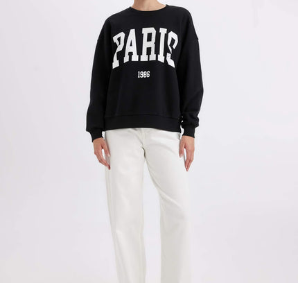 Loose Fit Printed Thick Fabric Sweatshirt