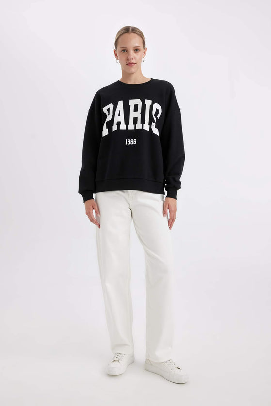 Loose Fit Printed Thick Fabric Sweatshirt