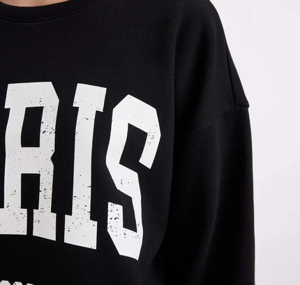 Loose Fit Printed Thick Fabric Sweatshirt