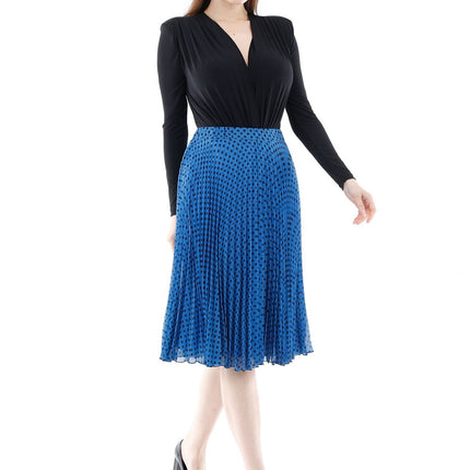  - Chiffon Polka Dot Pattern Pleated Midi Skirt - G-Line