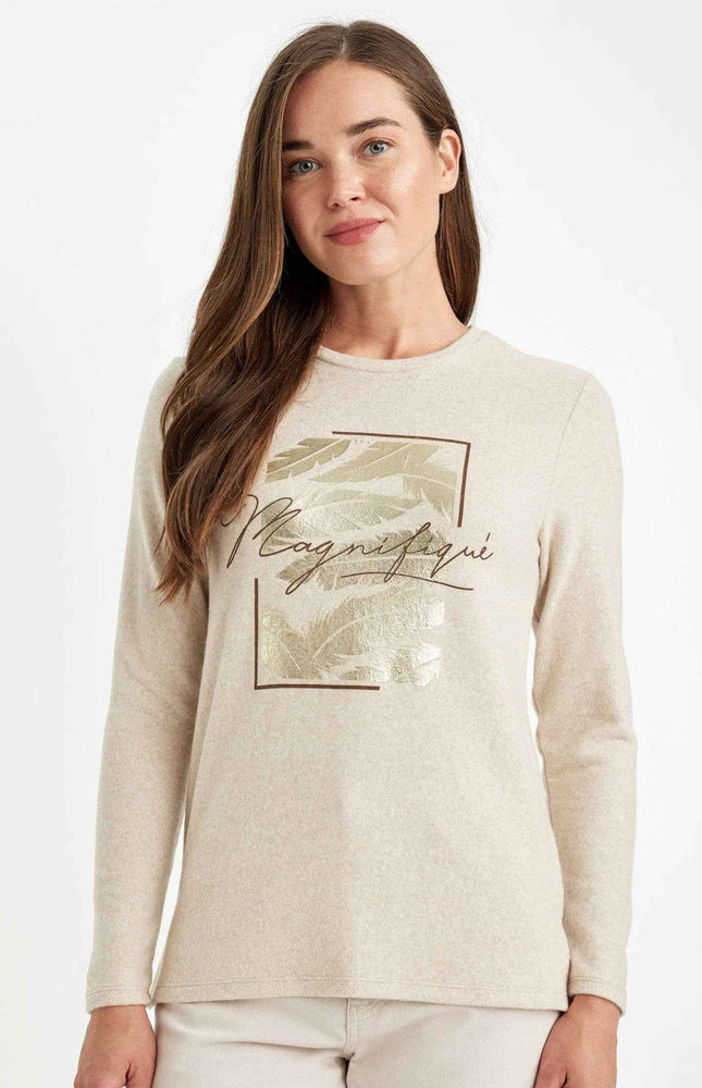 Relax Fit Crew Neck Bright Printed Long Sleeve T-Shirt