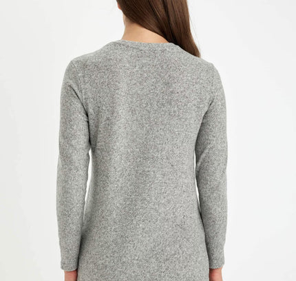 Relax Fit Crew Neck Leopard Long Sleeve T-Shirt