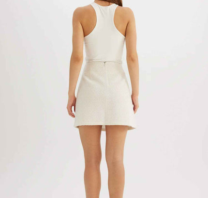 A-line High Waist Tweed Mini Skirt