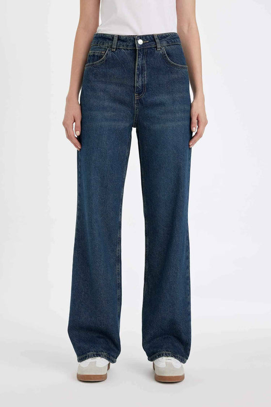 90's Wide Leg High Waist Long Jeans (Kopya)