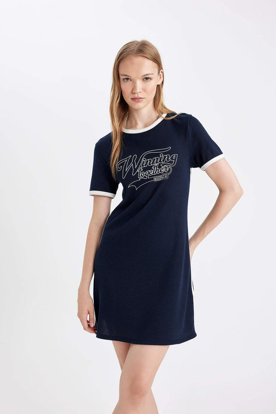 Bodycon Crew Neck Printed Camisole Mini Dress