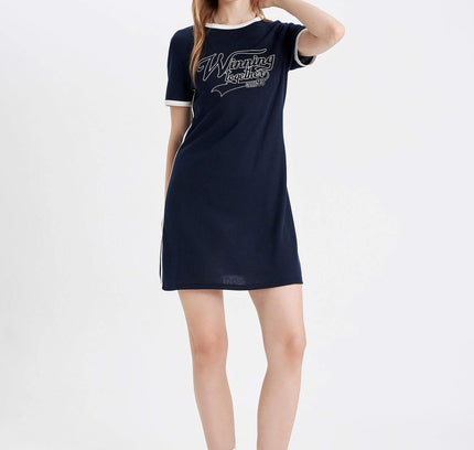 Bodycon Crew Neck Printed Camisole Mini Dress