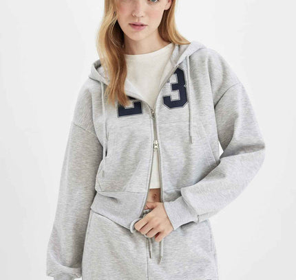 Oversize Fit Hooded Thick Sweatshirt Fabric Cardigan