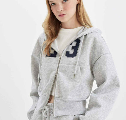 Oversize Fit Hooded Thick Sweatshirt Fabric Cardigan