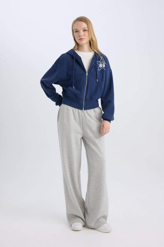 Oversize Fit Hooded Thick Sweatshirt Fabric Cardigan