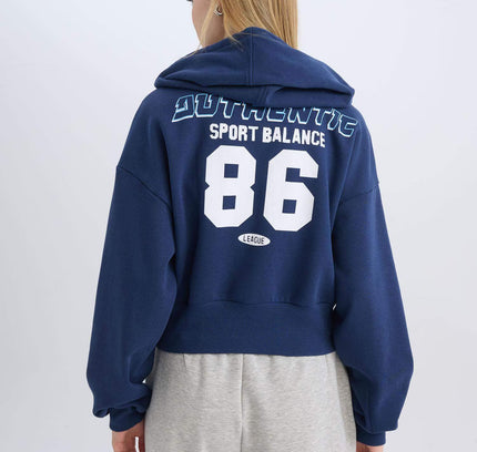 Oversize Fit Hooded Thick Sweatshirt Fabric Cardigan