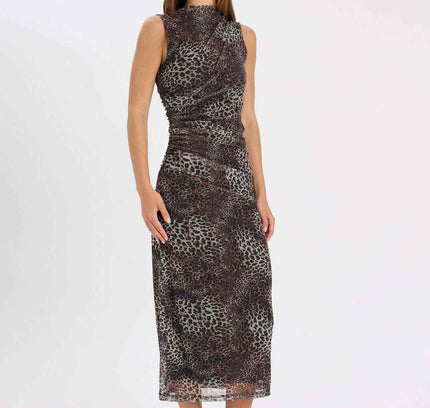 Bodycon Crew Neck Tulle Sleeveless Maxi Dress