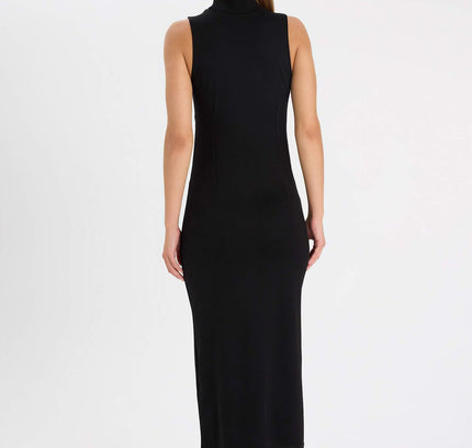 Bodycon Half Turtleneck Sleeveless Maxi Dress