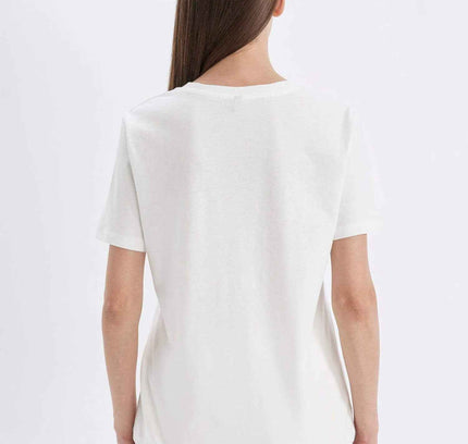 Regular Fit Crew Neck Stone Detailed Casual T-Shirt