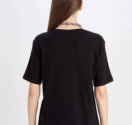 Regular Fit Crew Neck Stone Detailed Casual T-Shirt