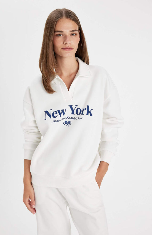 Relax Fit Printed Long Sleeve Sweatshirt