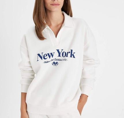 Relax Fit Printed Long Sleeve Sweatshirt