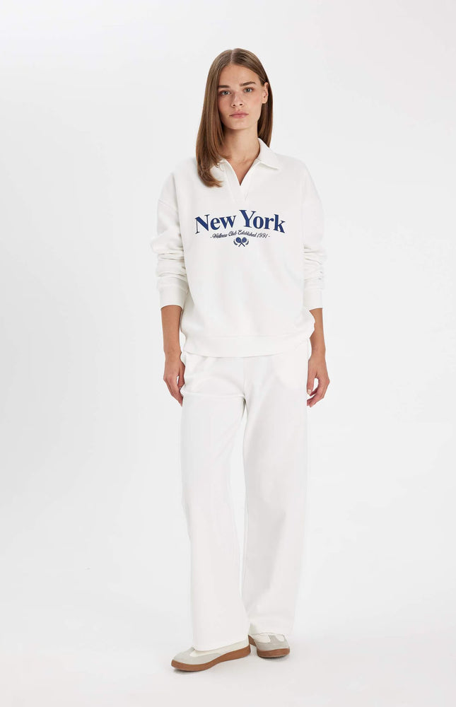 Relax Fit Printed Long Sleeve Sweatshirt