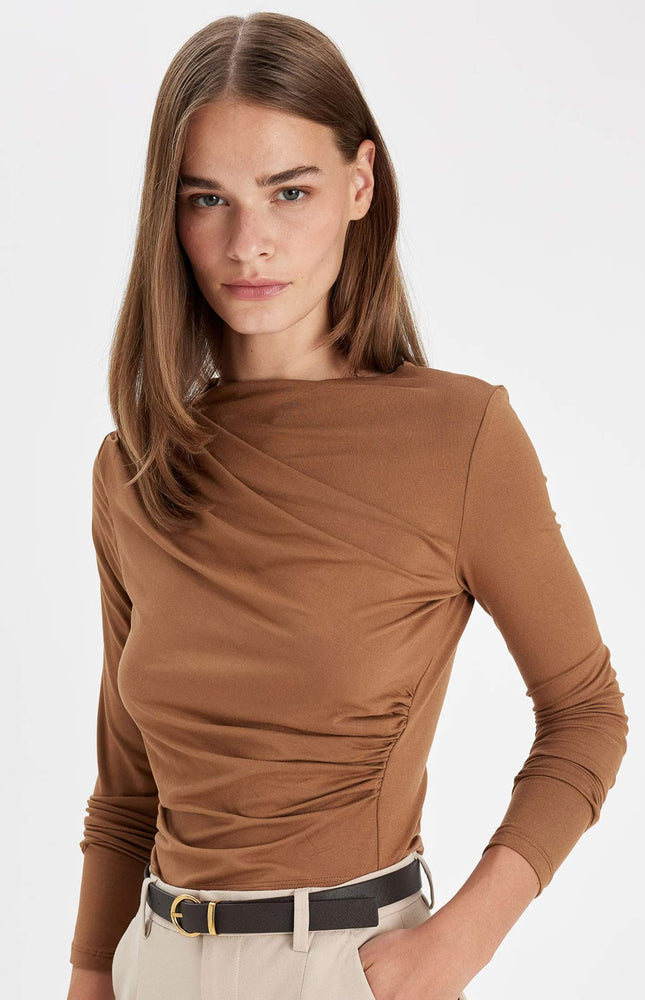 Slim Fit Boat Neck Casual Long Sleeve T-Shirt