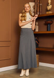 Grey A-Line Style Comfy Maxi Dress Skirt G-Line