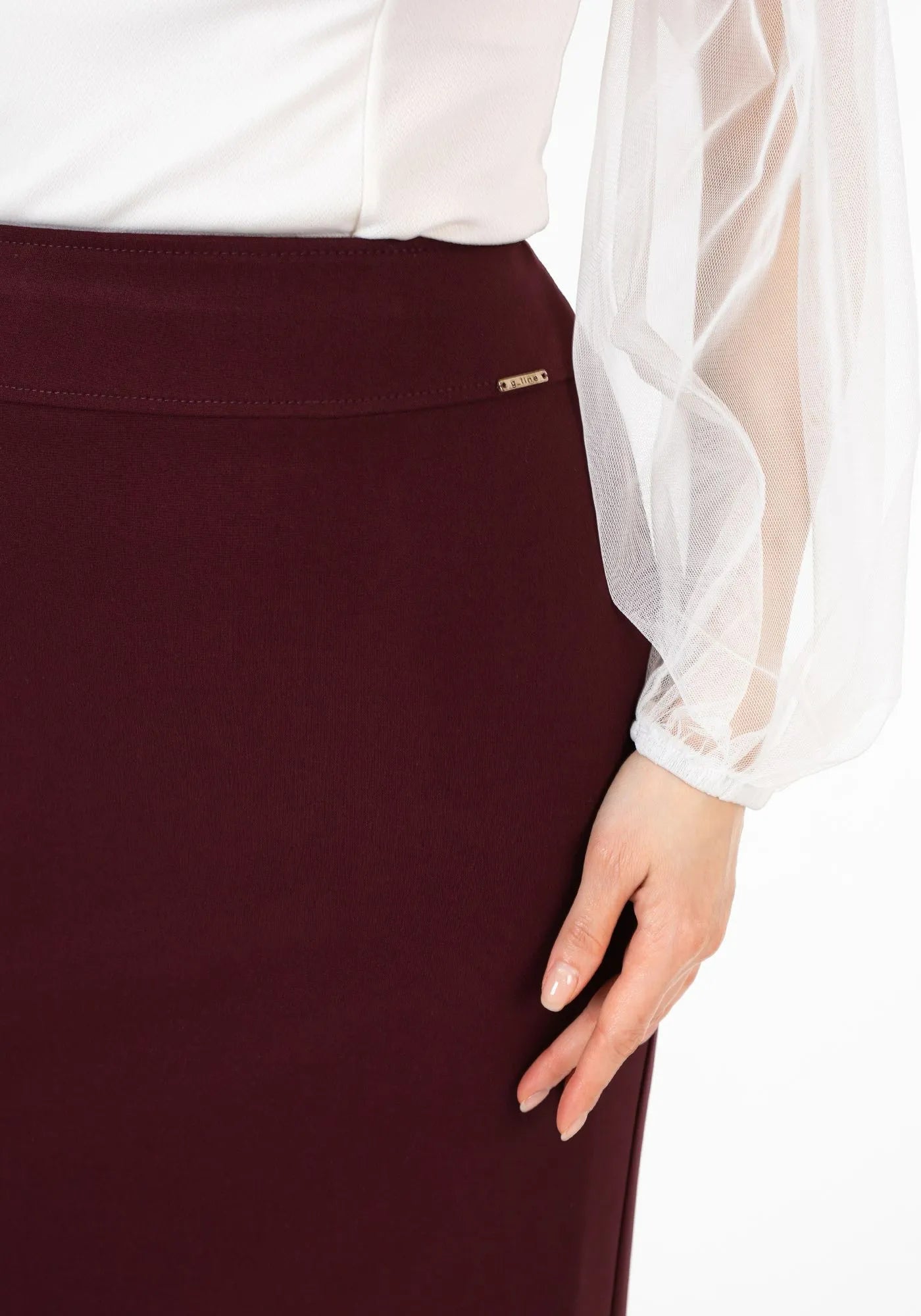 Burgundy Maxi Back Slitted Pencil Skirt G-Line