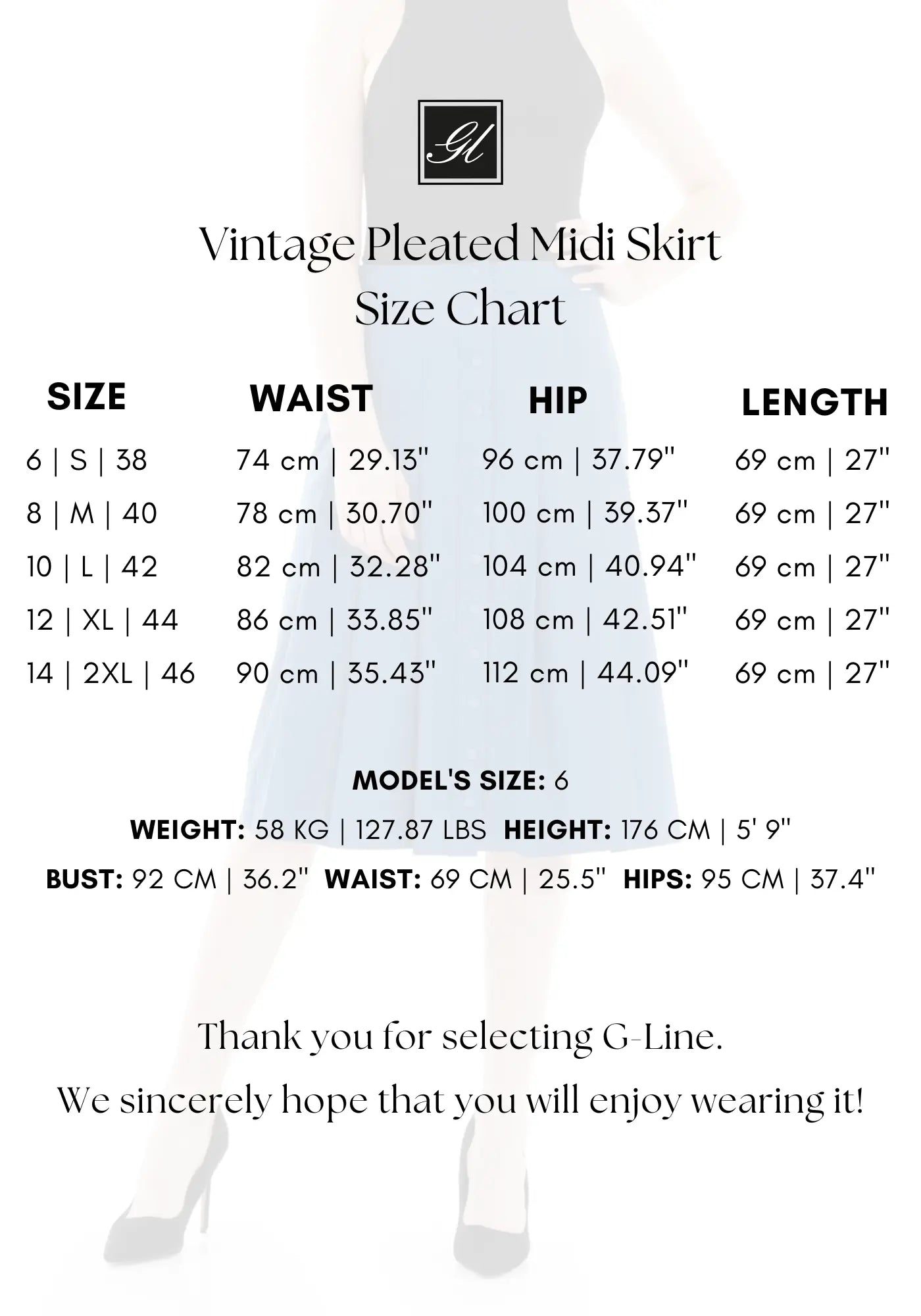 Indigo Vintage A-Line High Waist Pleated Midi Skirt Guzella
