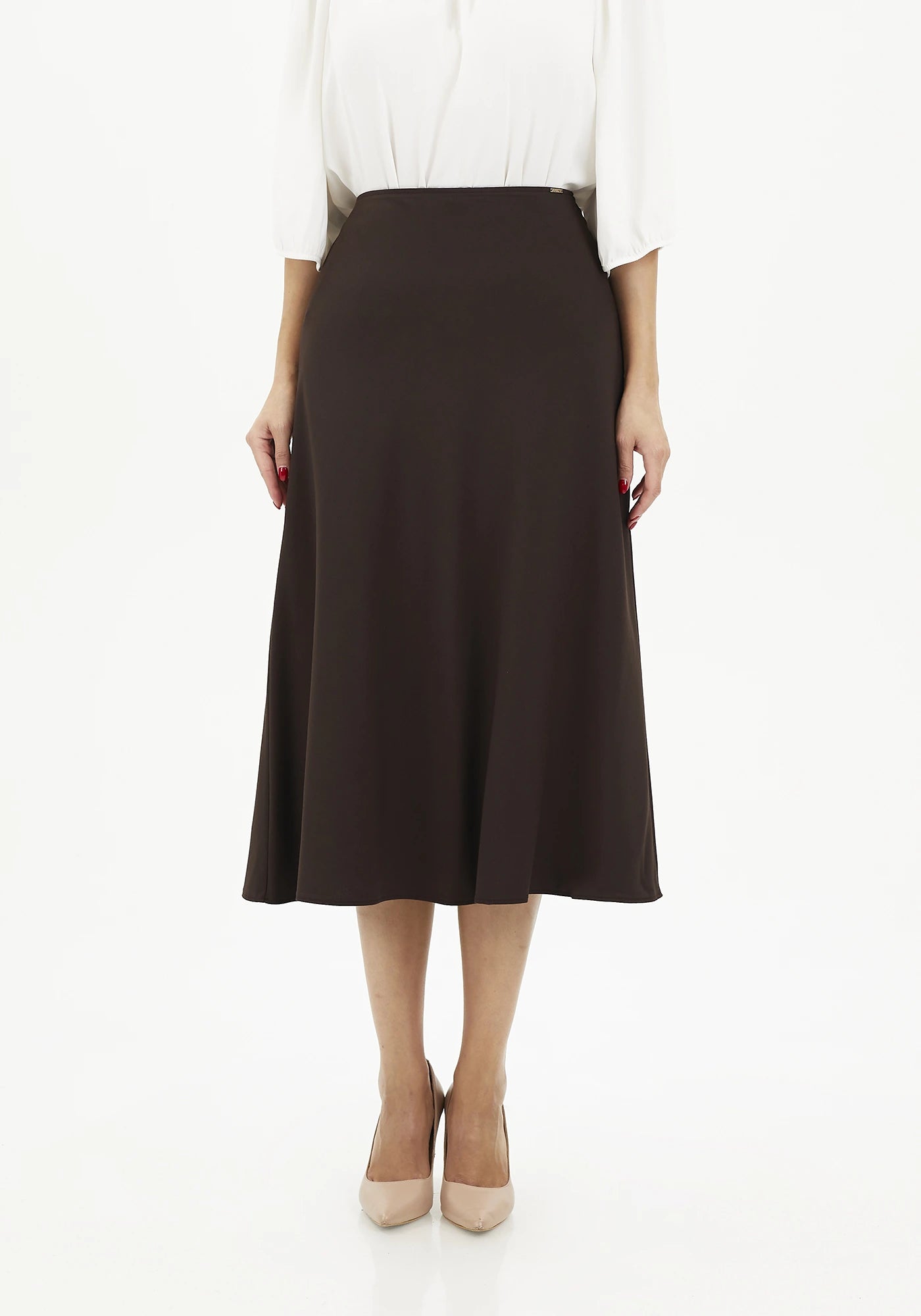 Brown A-Line Midi Skirts G-Line