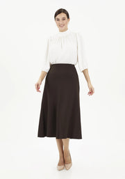 Brown A-Line Midi Skirts