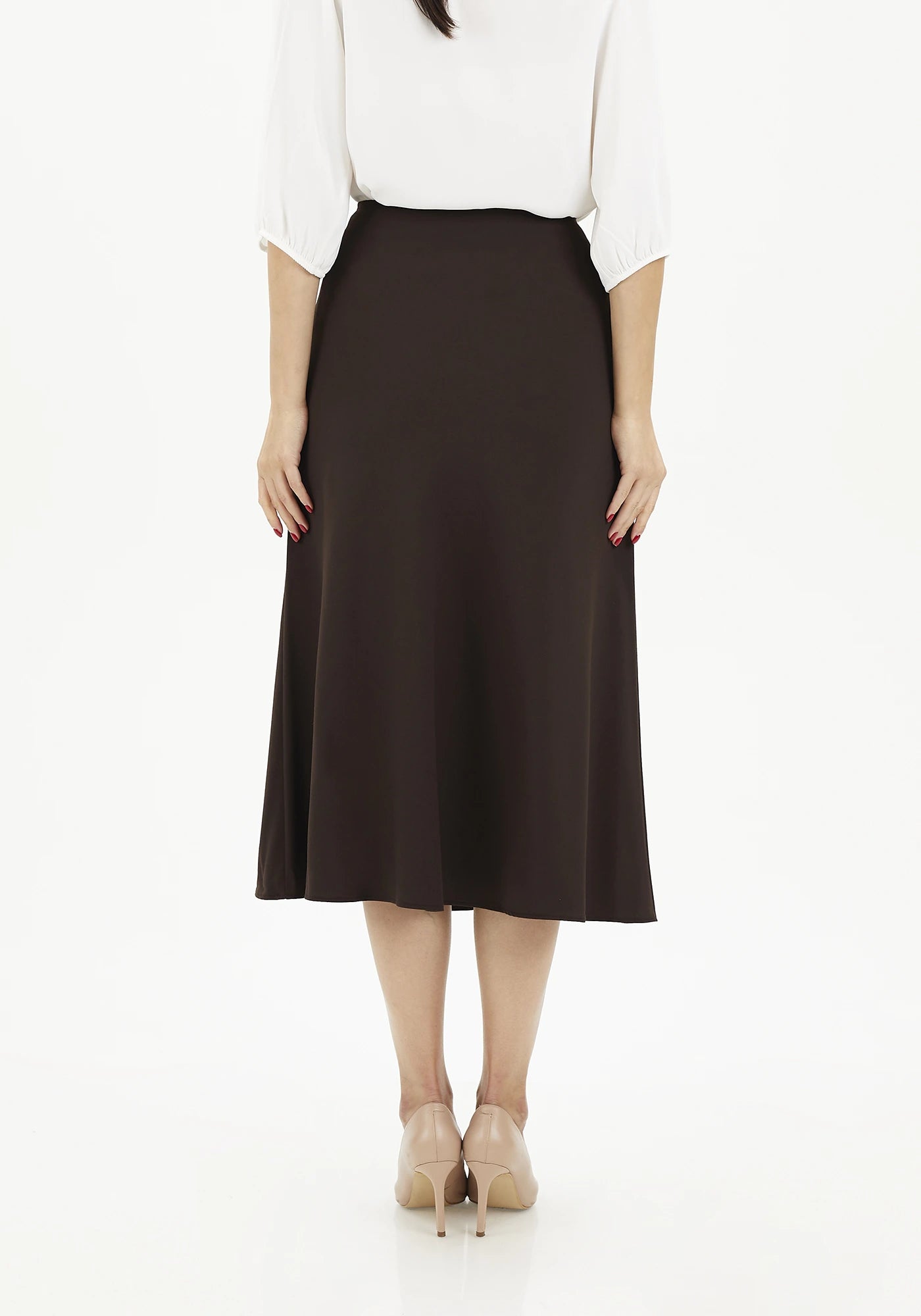 Brown A-Line Midi Skirts G-Line