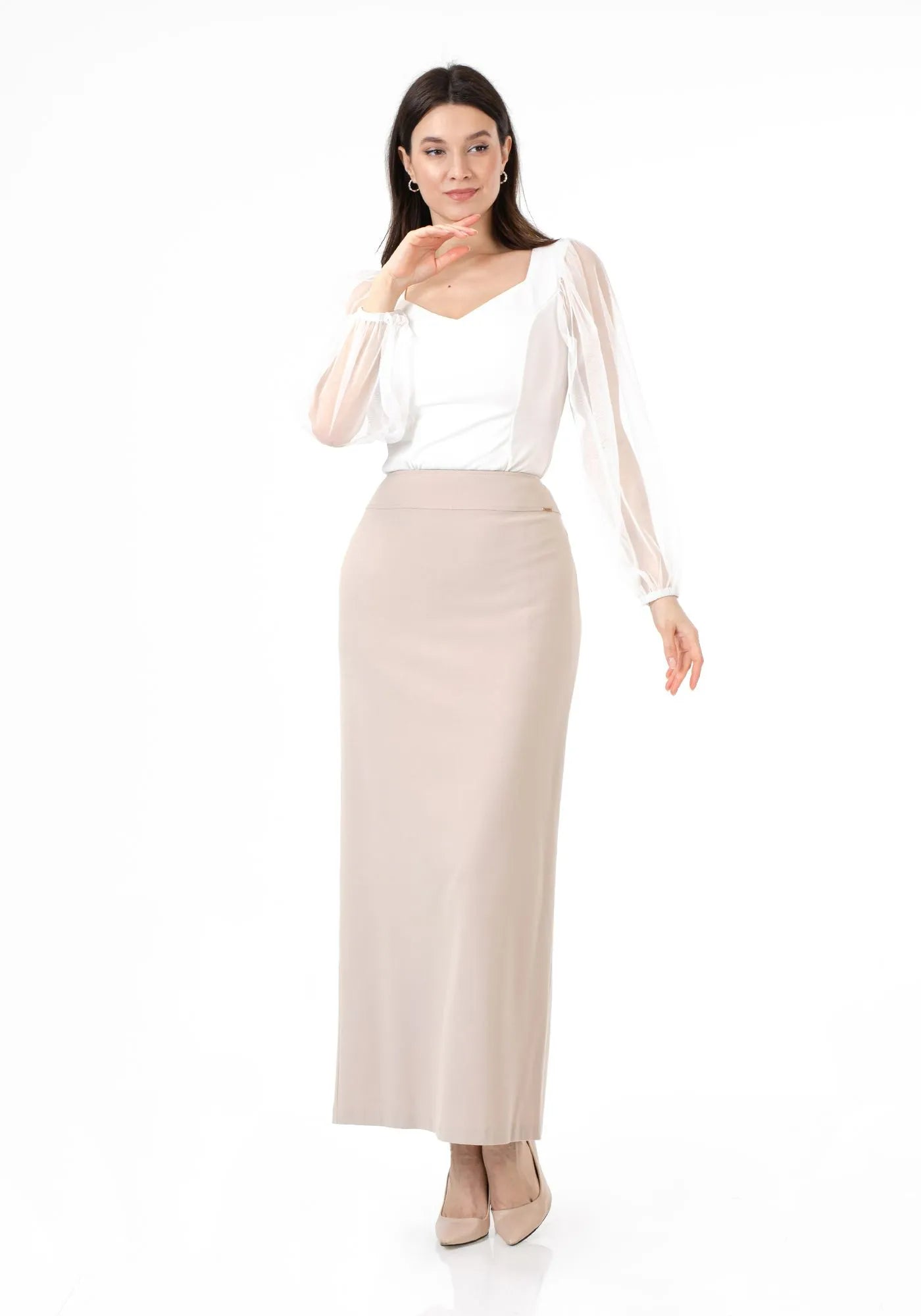 Stone Maxi Back Slitted Pencil Skirt G-Line