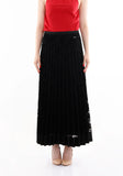 Black Floral Tulle Maxi Skirt with Lining Guzella