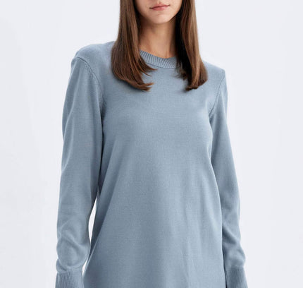 Regular Fit Crew Neck Side Slit Longline Tunic