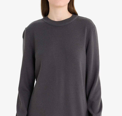 Regular Fit Crew Neck Side Slit Longline Tunic