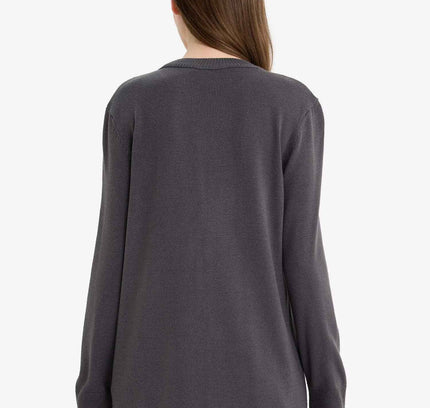 Regular Fit Crew Neck Side Slit Longline Tunic
