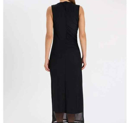 Bodycon Crew Neck Tulle Sleeveless Maxi Dress