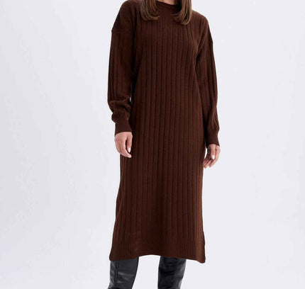 Regular Fit Half Turtleneck Basic Maxi Dress