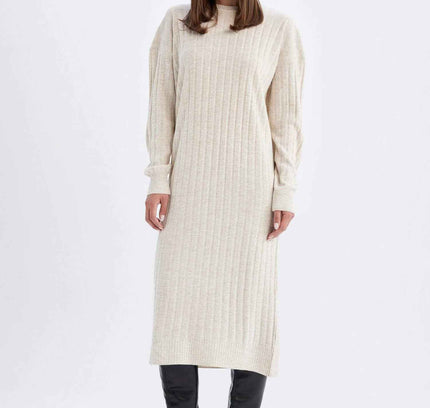 Regular Fit Half Turtleneck Basic Maxi Dress