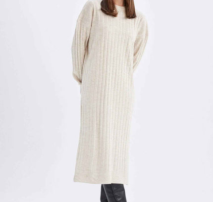 Regular Fit Half Turtleneck Basic Maxi Dress