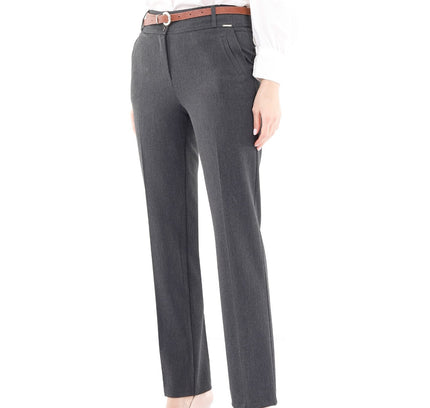 Anthracite Straight Leg Pants with Pockets and Belt Guzella