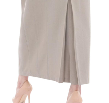 Beige Ankle Length Plus Size Back Split Maxi Skirt G-Line