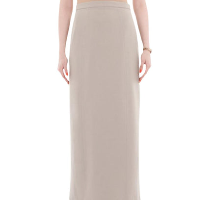 Beige Ankle Length Plus Size Back Split Maxi Skirt G-Line