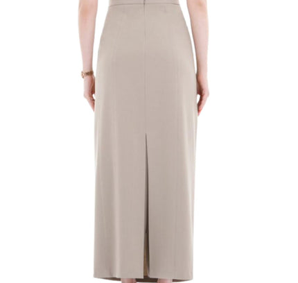 Beige Ankle Length Plus Size Back Split Maxi Skirt G-Line