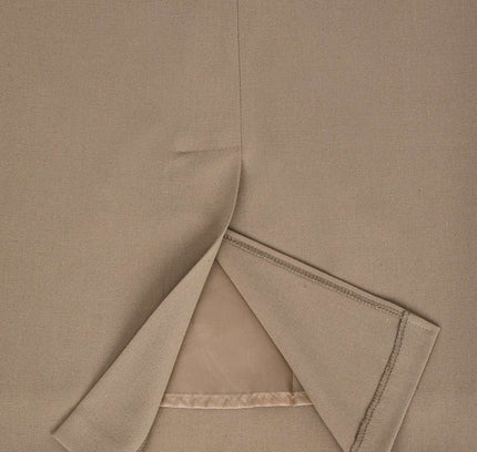 Beige Back Vented Midi Pencil Skirt G-Line