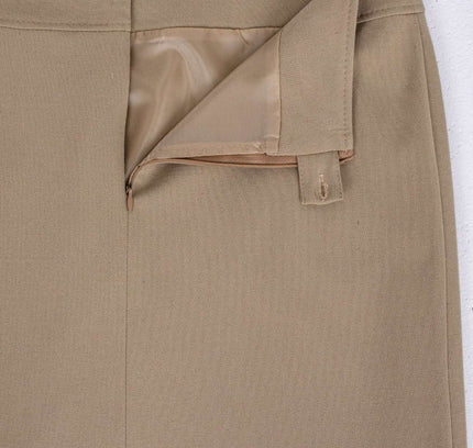 Beige Back Vented Midi Pencil Skirt G-Line