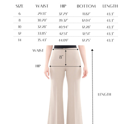 Women's Beige Bootcut Pants - High Waisted Flare Leggings G-Line